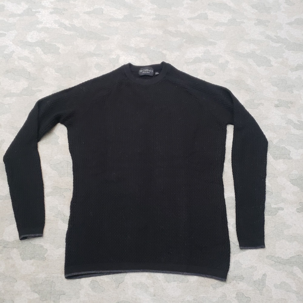 Segments Sweater Womens Small Black Crew Neck Merino Blend Pullover Outdoors